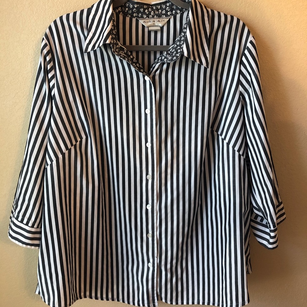 Button down striped with floral detail